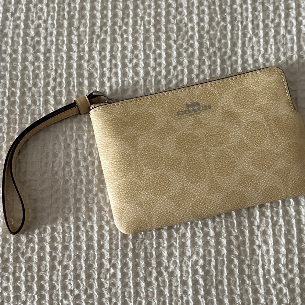 Coach Beige Wristlet with Strap